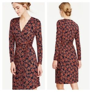 Ann Taylor Floral Wrap Long Sleeve Dress